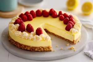 Lemon and White Chocolate Crackle Cheesecake
