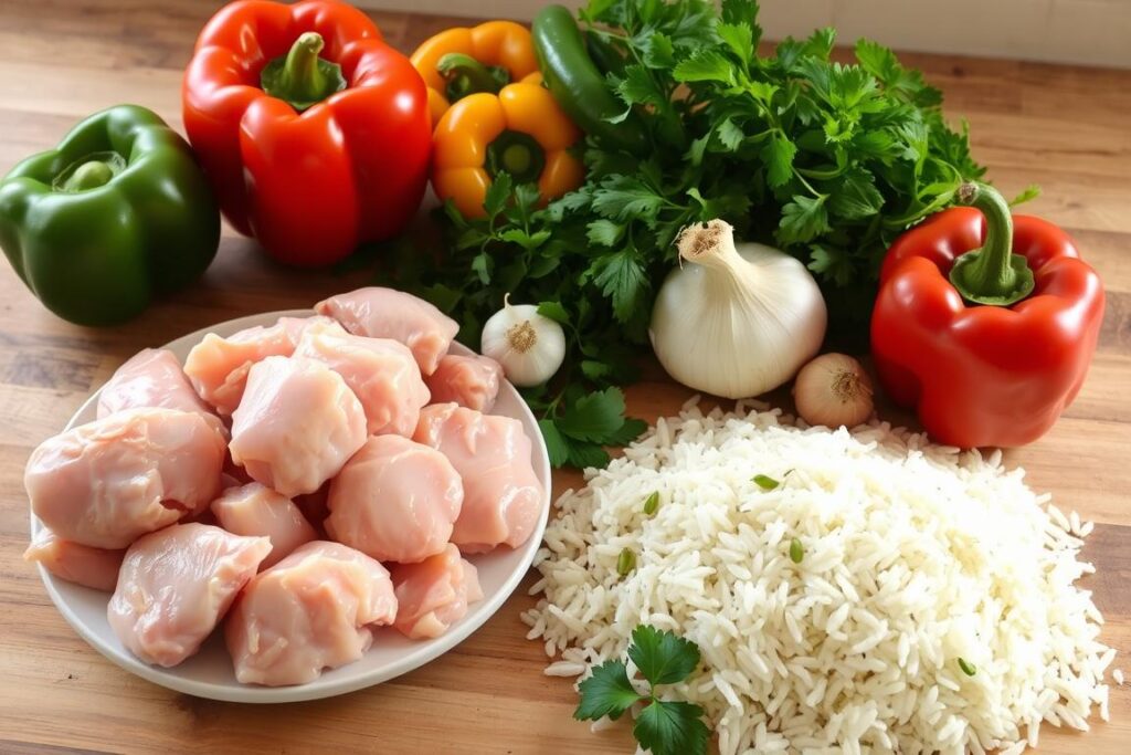 One-Pot Chicken and Rice Ingredients