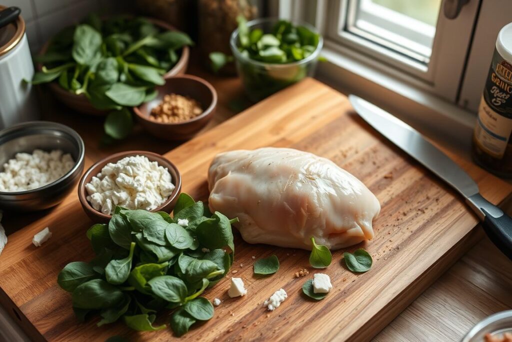 Spinach and Feta Stuffed Chicken Breast Preparation